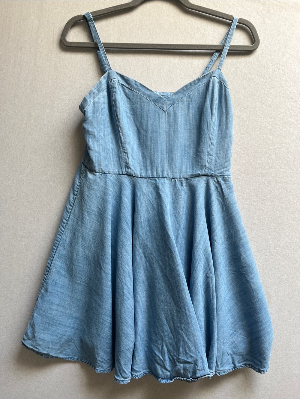 Talula Light Blue Denim-Effect Spaghetti Strap Dress Sz 6